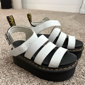 Dr. Martens White and Black Platform Sandals